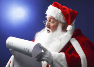 Santa Claus reading a nice list