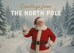 Santa in the snowy woods